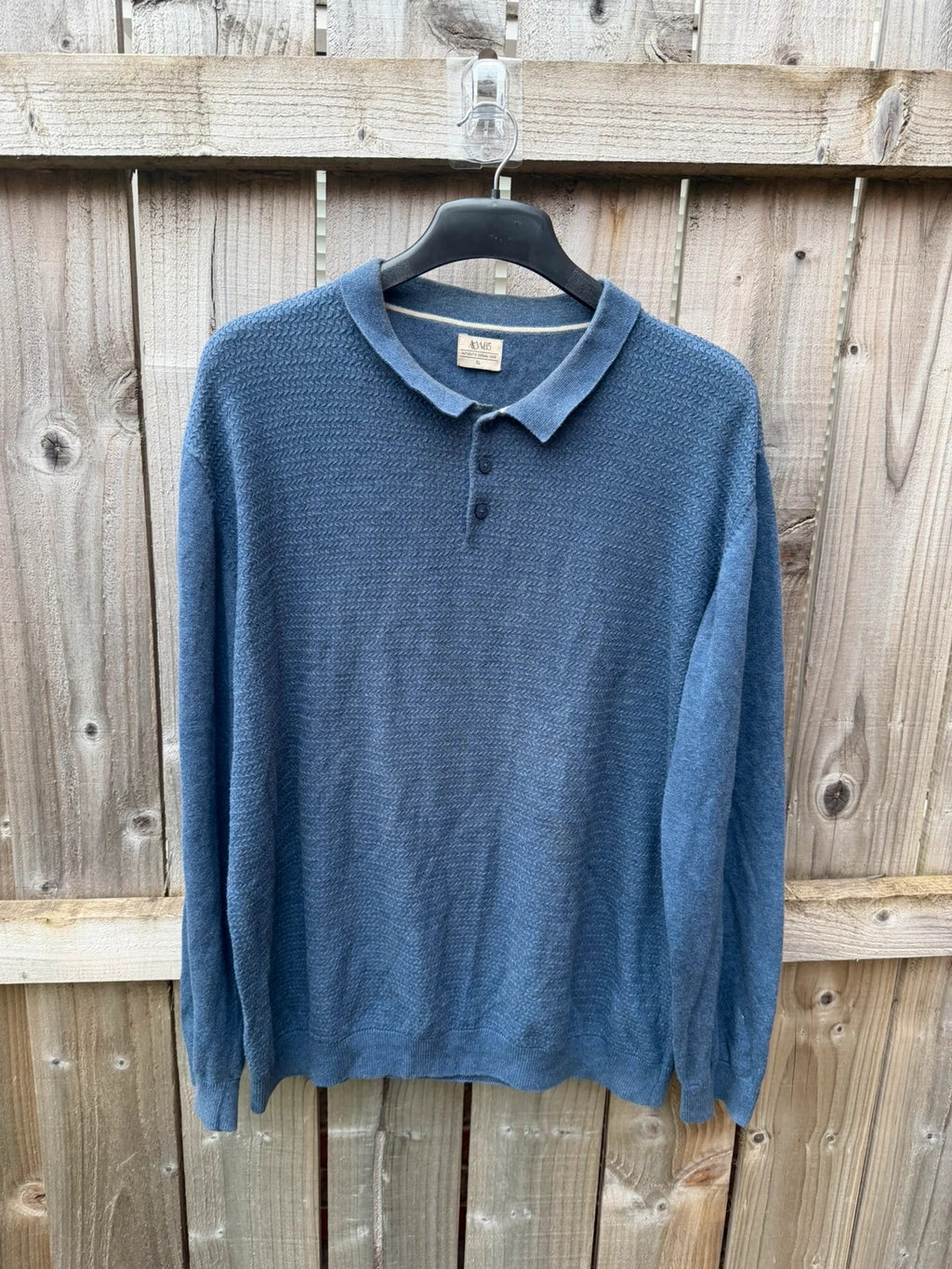 ACW85 blue long sleeve polo collar knit sweater lightweight size XL pre-loved.