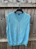 Wolsey light blue sleeveless sweater vest with knit texture, smart casual style, size XL.