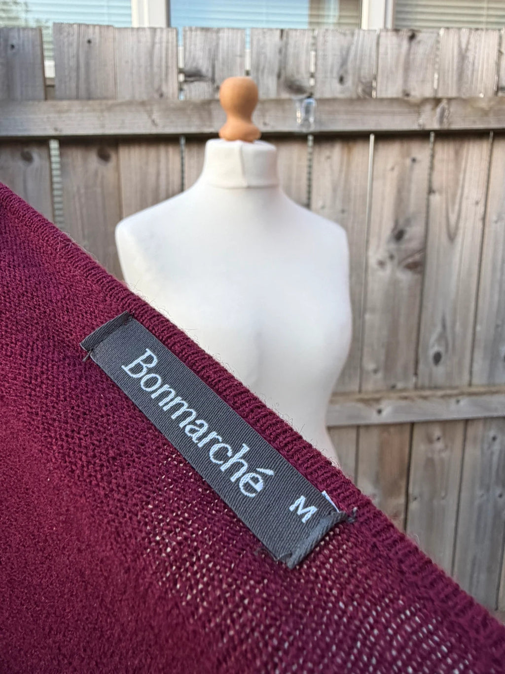 Bonmarche burgundy jumper soft knit with fringe hem and oversized cozy design.