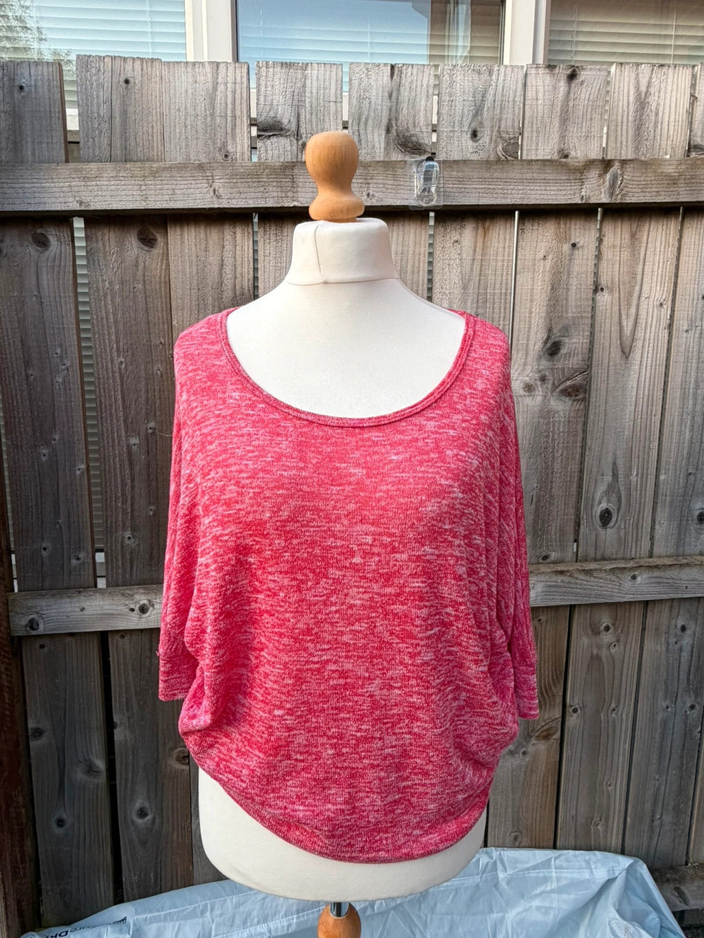 HEART & HIPS pink oversized knit jumper with batwing sleeves and casual loose fit.