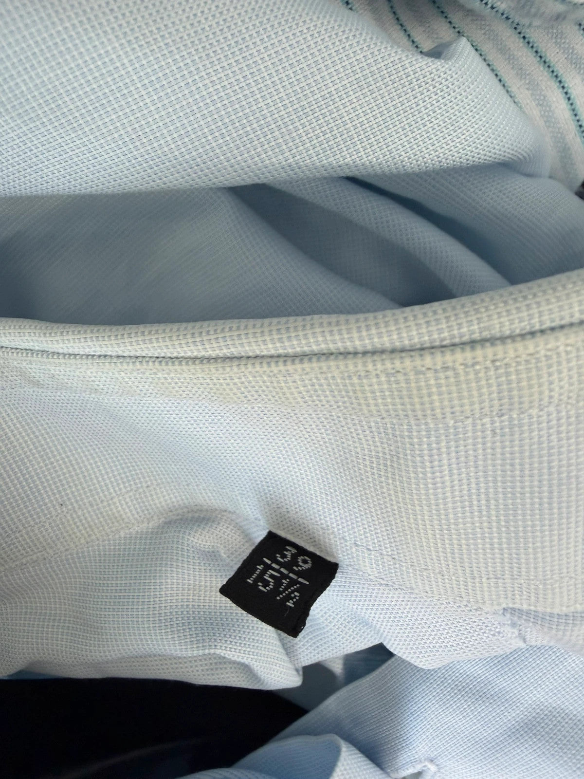 Massimo Dutti blue formal shirt, long sleeve, luxury fabric, smart office style.