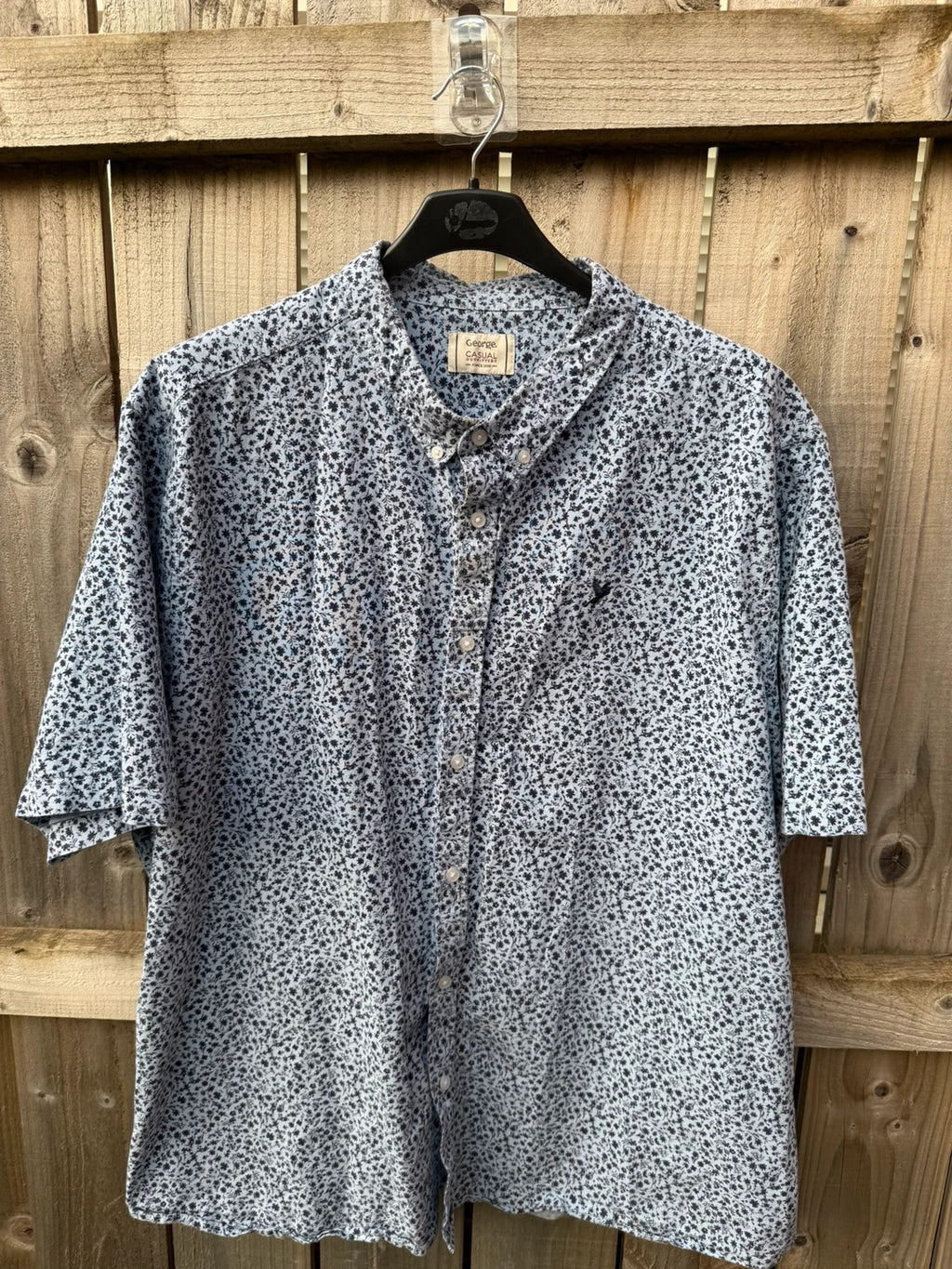 George short sleeve shirt blue floral print button down casual summer style