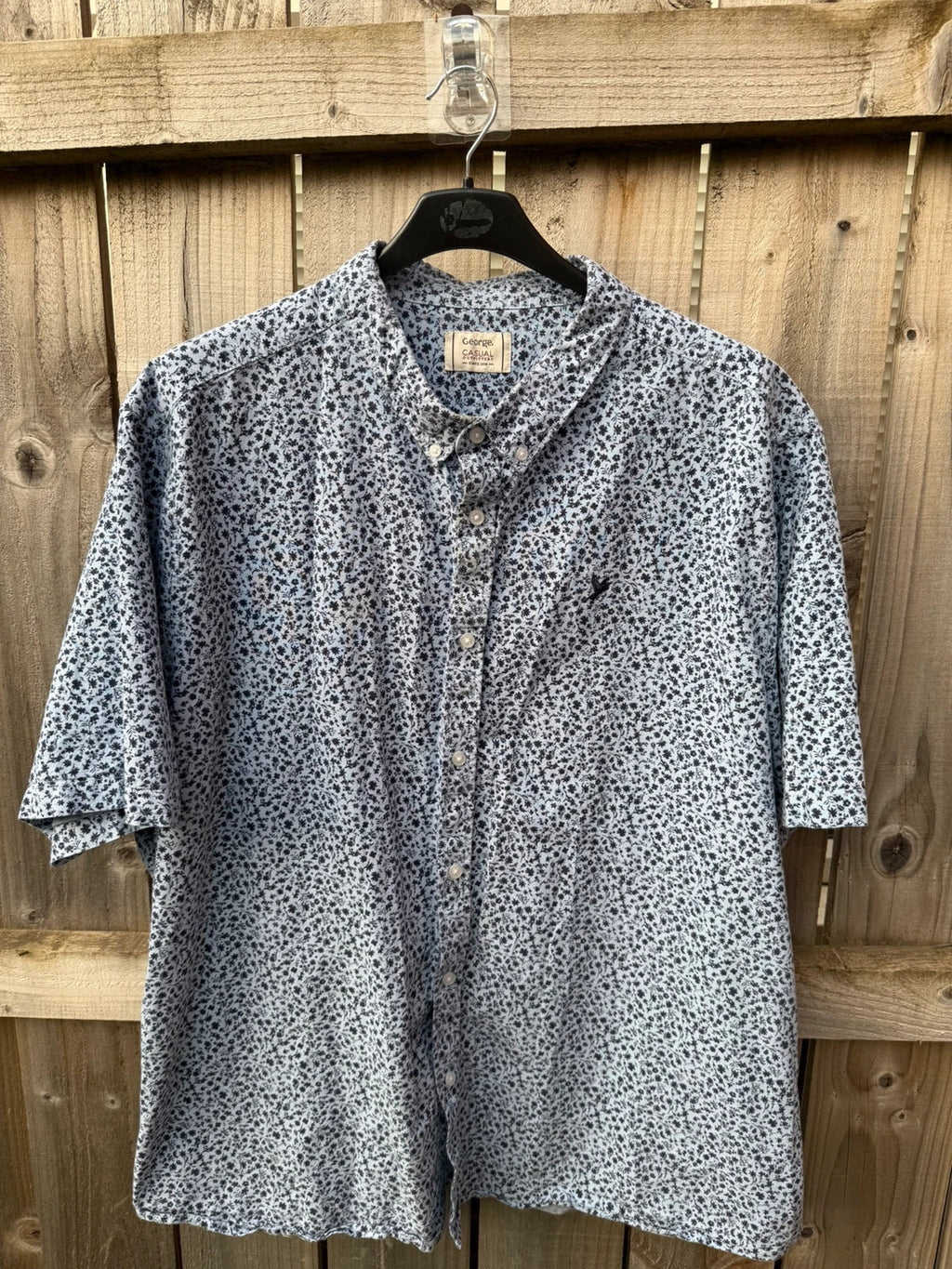 George short sleeve shirt blue floral print button down casual summer style