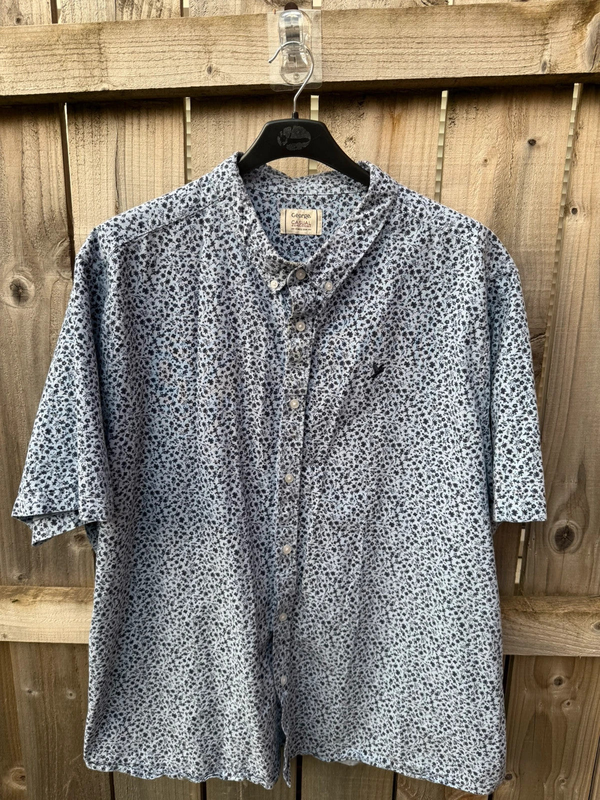 George short sleeve shirt blue floral print button down casual summer style