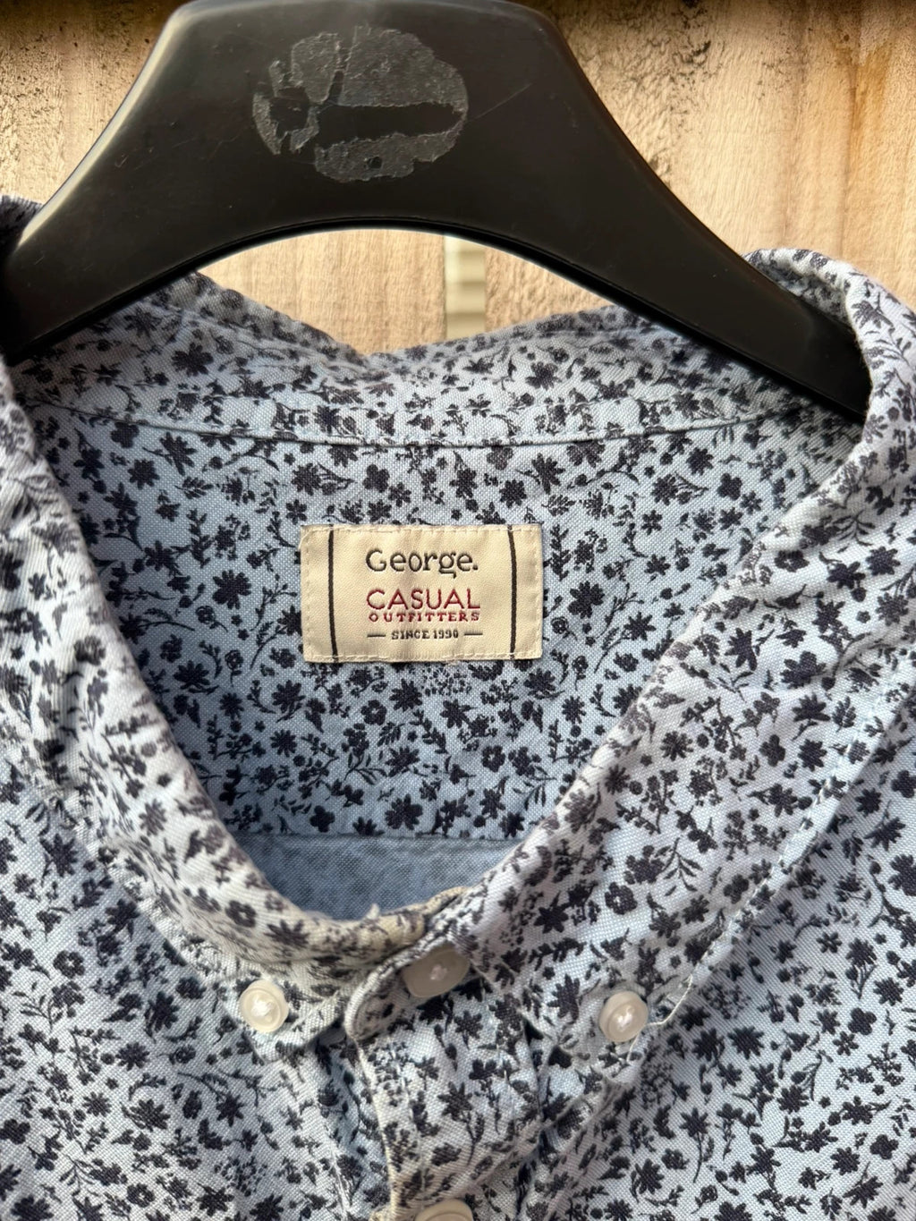 George short sleeve shirt blue floral print button down casual summer style