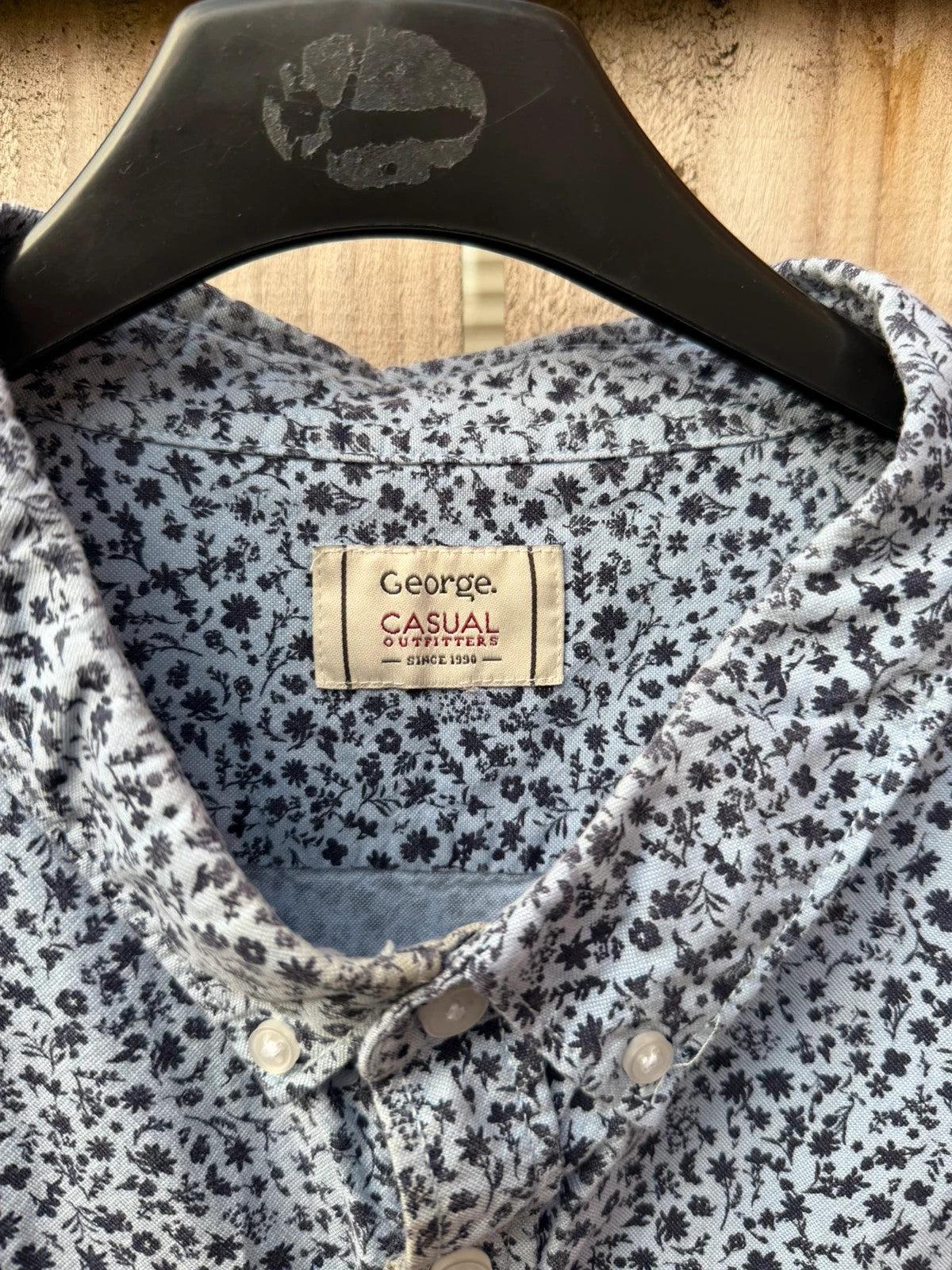 George short sleeve shirt blue floral print button down casual summer style
