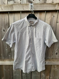 Springfield men's grey check short sleeve button-up shirt, lightweight fabric, casual style.