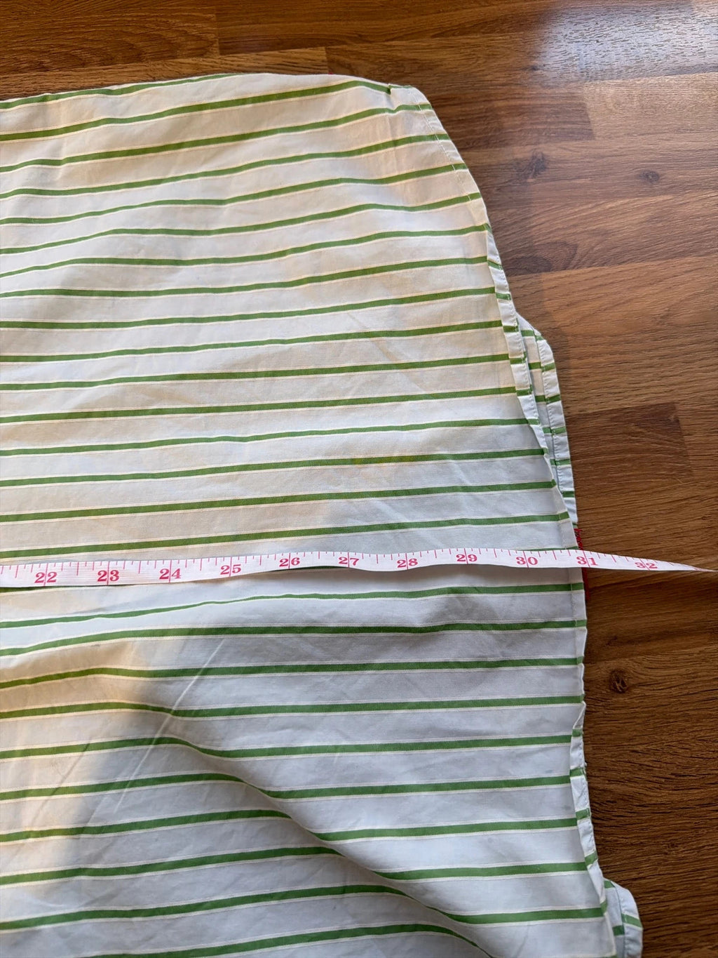 J.Crew green and white striped long sleeve shirt with contrast collar and smart casual style.