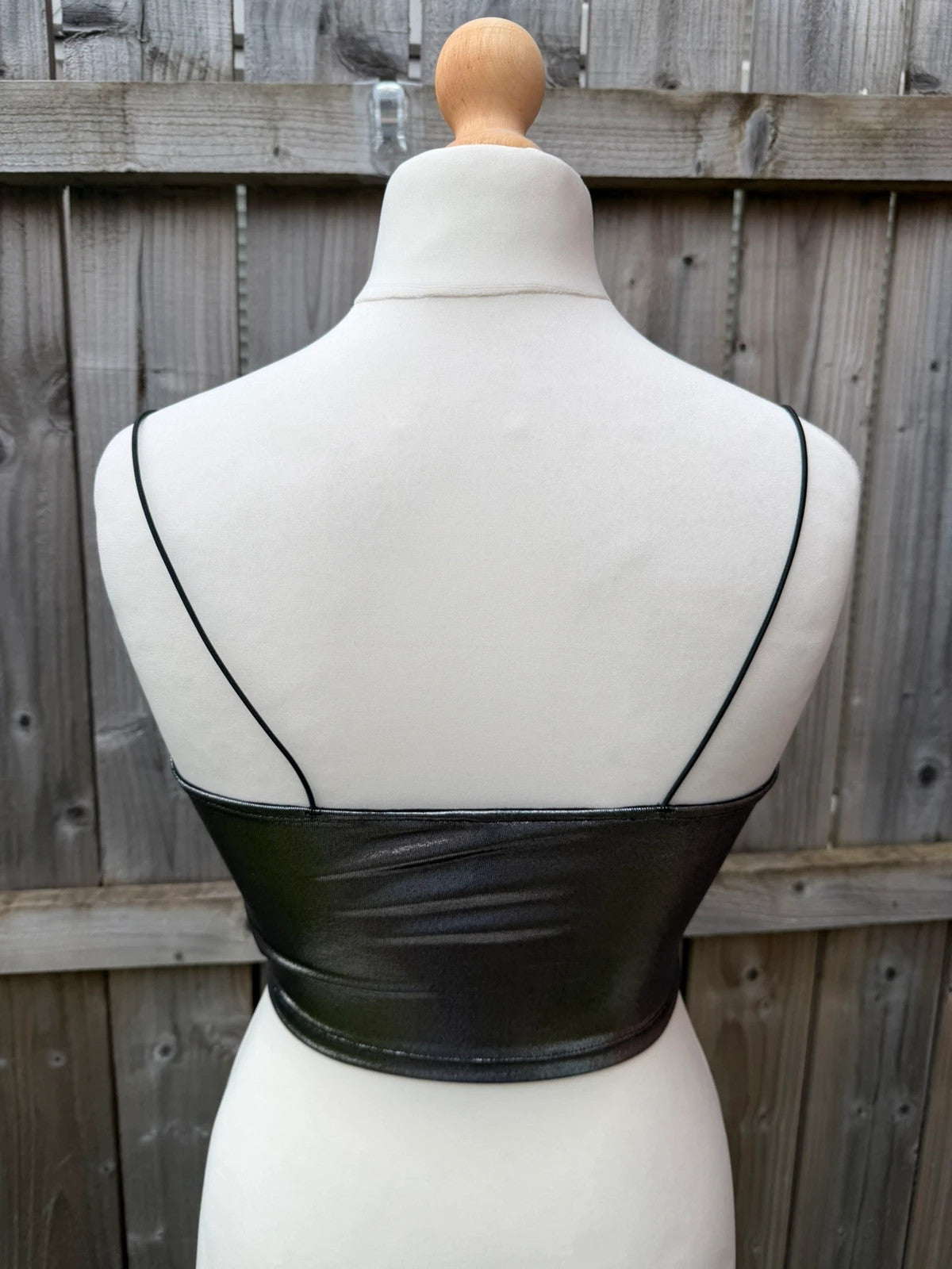 H&M Divided black and silver strappy crop cami top with shimmering details.