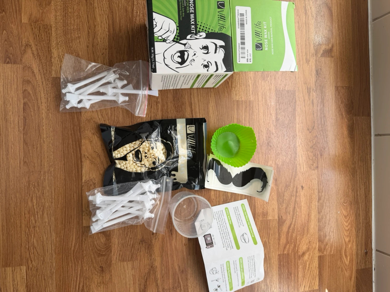 Nose Hair Removal Wax Kit cream complete set with warmers and grooming tools.