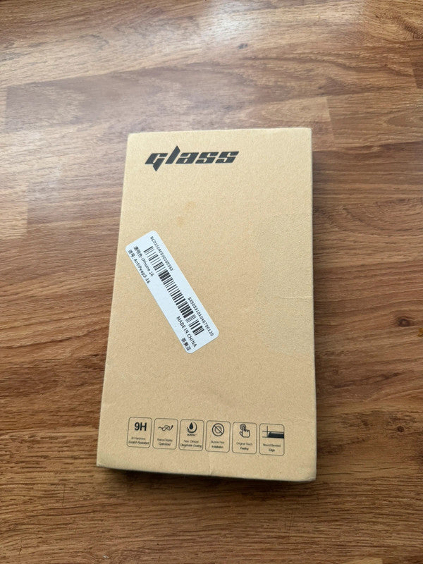 iPhone 16 tempered glass screen protector, unused, sealed packaging, clear material.