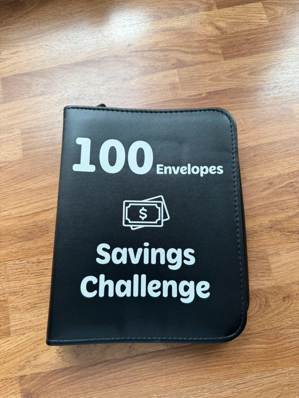 Cash's black budget planner with cash stuffing compartments and organizer pockets.