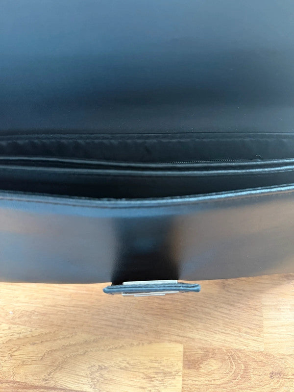 Y2K black satin evening clutch bag with sleek design, perfect for formal occasions.