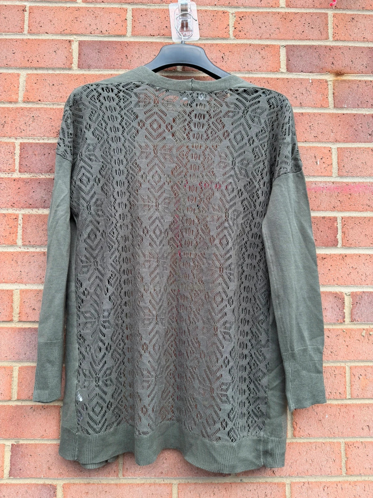 Primark khaki open knit cardigan sheer crochet lace longline cover up
