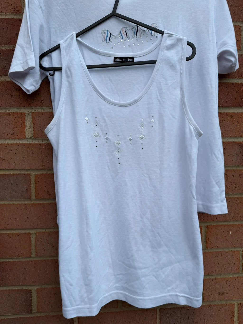 Ellie Louise white embellished vest with minimal coquette design, perfect for layering.