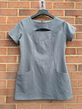 Simon Jersey grey bodycon mini dress with cut-out details, chic office style.