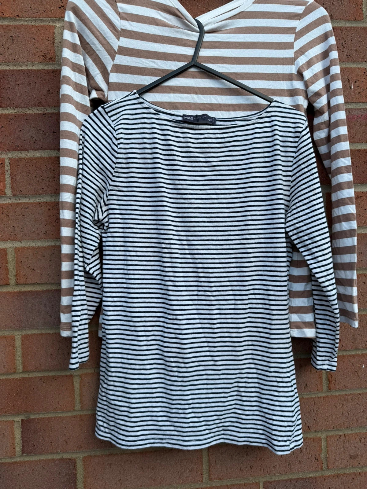 Primark multi-colour tunic blouses with monochrome stripes and soft fabric.