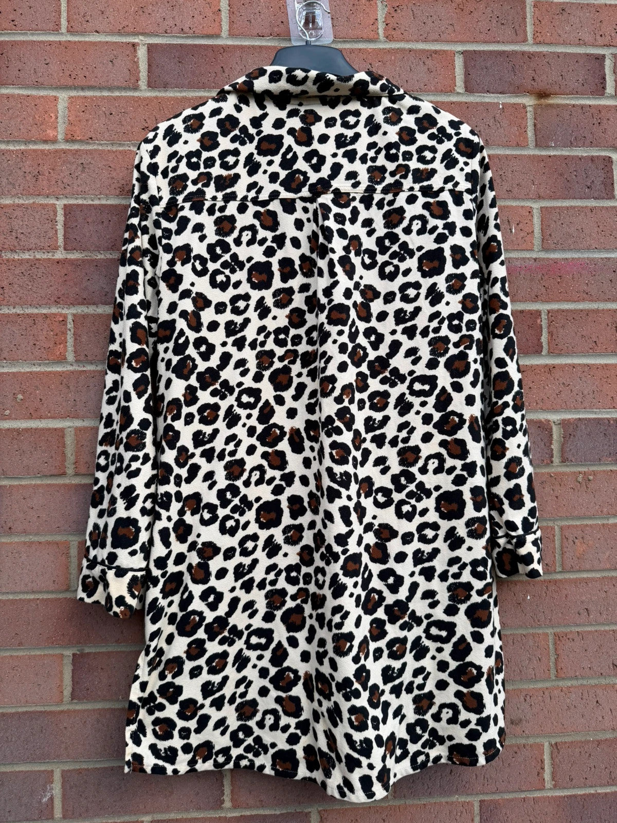 Next brown leopard print satin tunic blouse with animal print design.