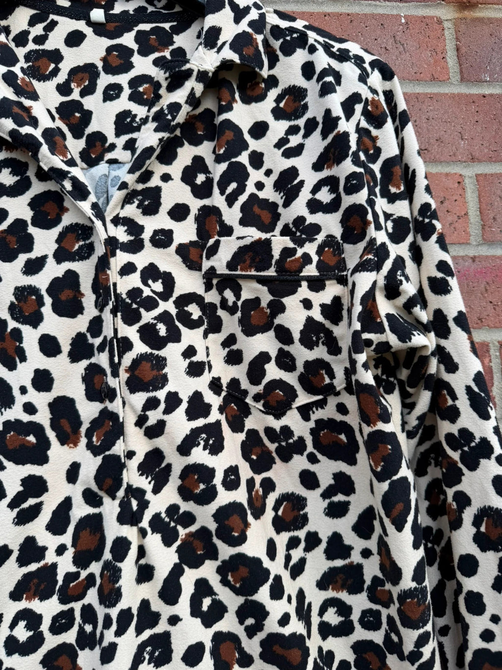 Next brown leopard print satin tunic blouse with animal print design.