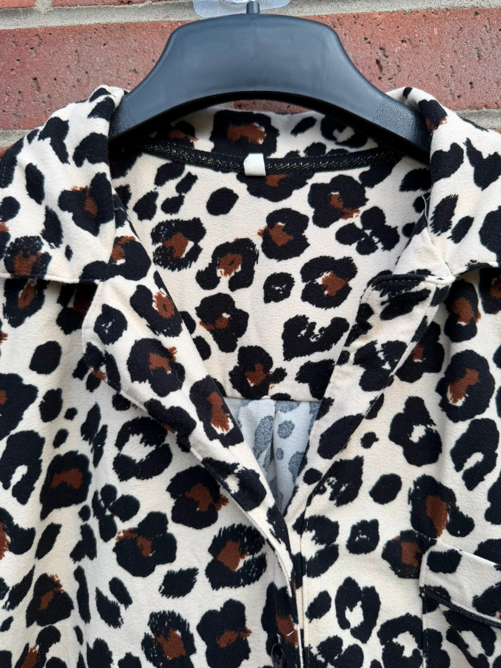 Next brown leopard print satin tunic blouse with animal print design.