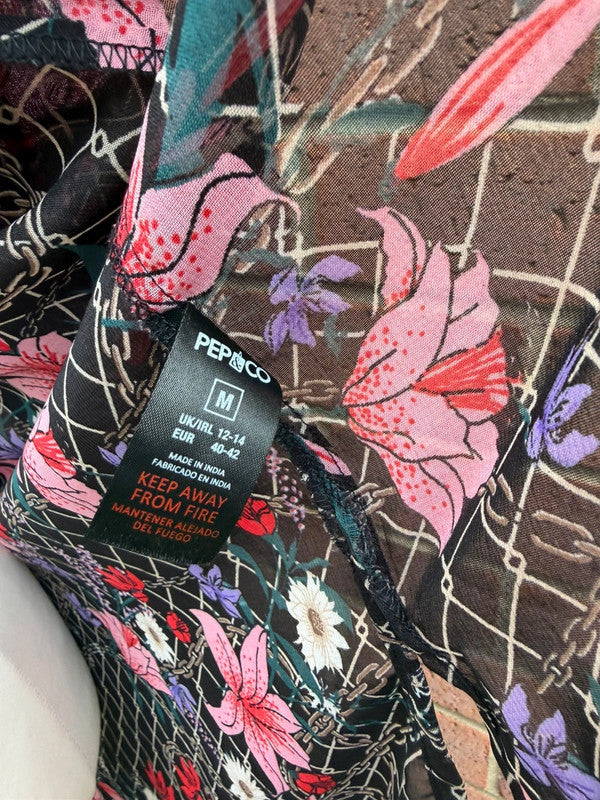 Pep&Co multi floral sheer kimono cover up with boho style and lightweight material.