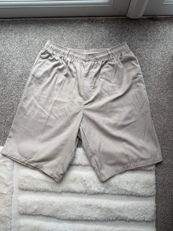 Casuals beige shorts lightweight fabric elastic waist casual summer style