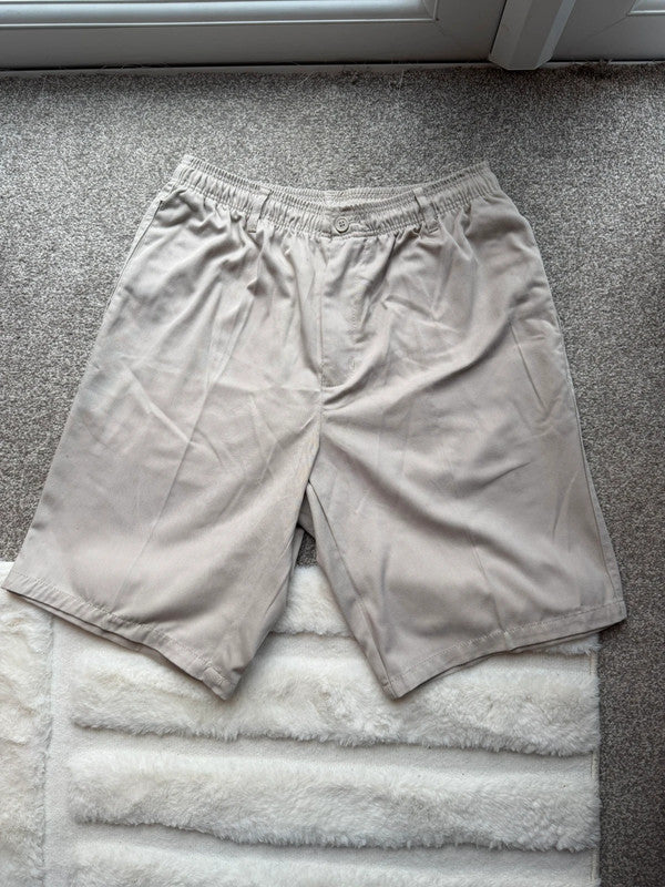 Casuals beige shorts lightweight fabric elastic waist casual summer style