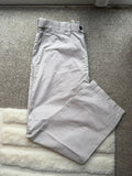 Marks & Spencer beige chino trousers, straight leg, cotton material, pre-loved condition.