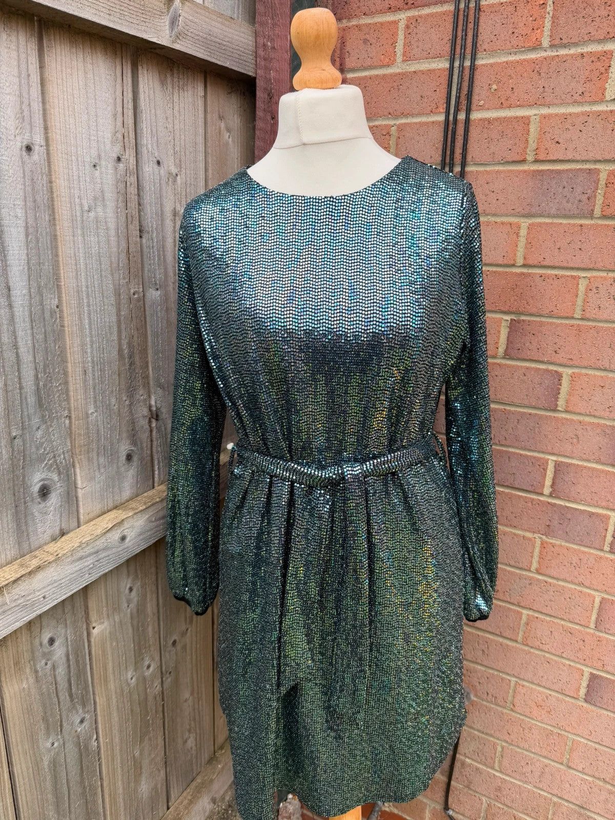 Apricot bandage dress black and silver with metallic shimmer and glitter detailing.