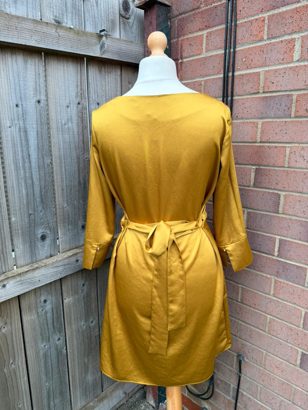 H&M yellow bandage dress with satin finish, minimal chic design, pre-loved.