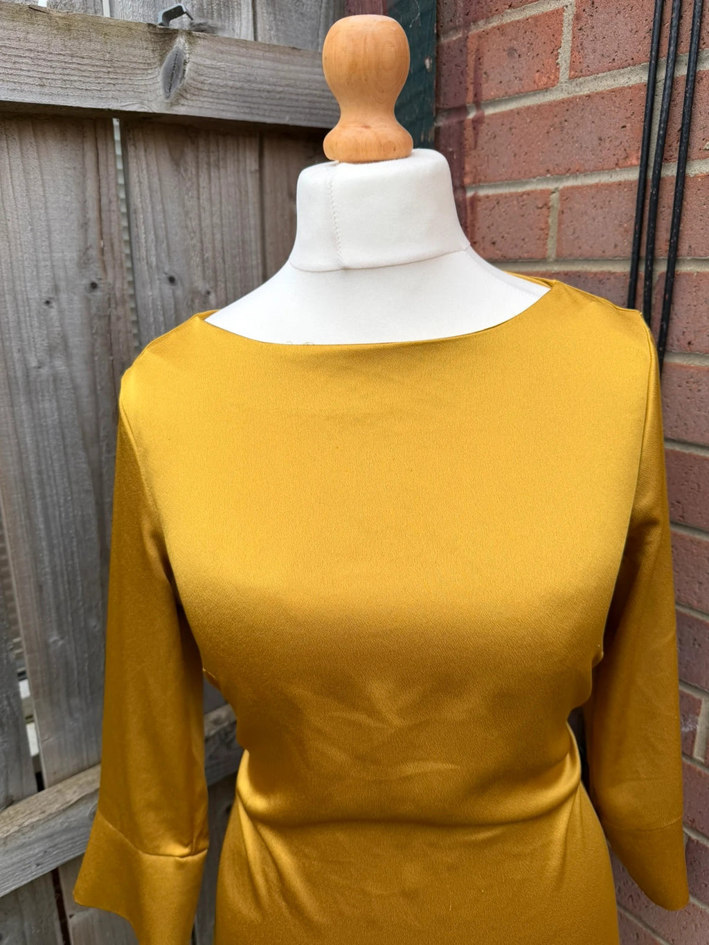 H&M yellow bandage dress with satin finish, minimal chic design, pre-loved.
