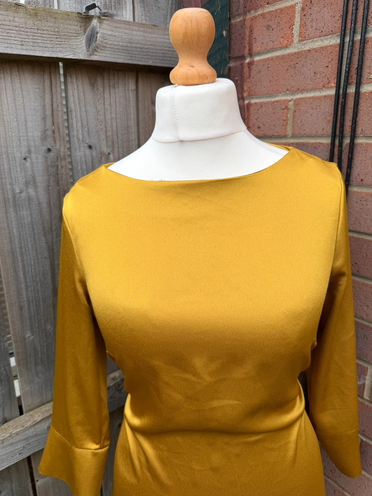 H&M yellow bandage dress with satin finish, minimal chic design, pre-loved.