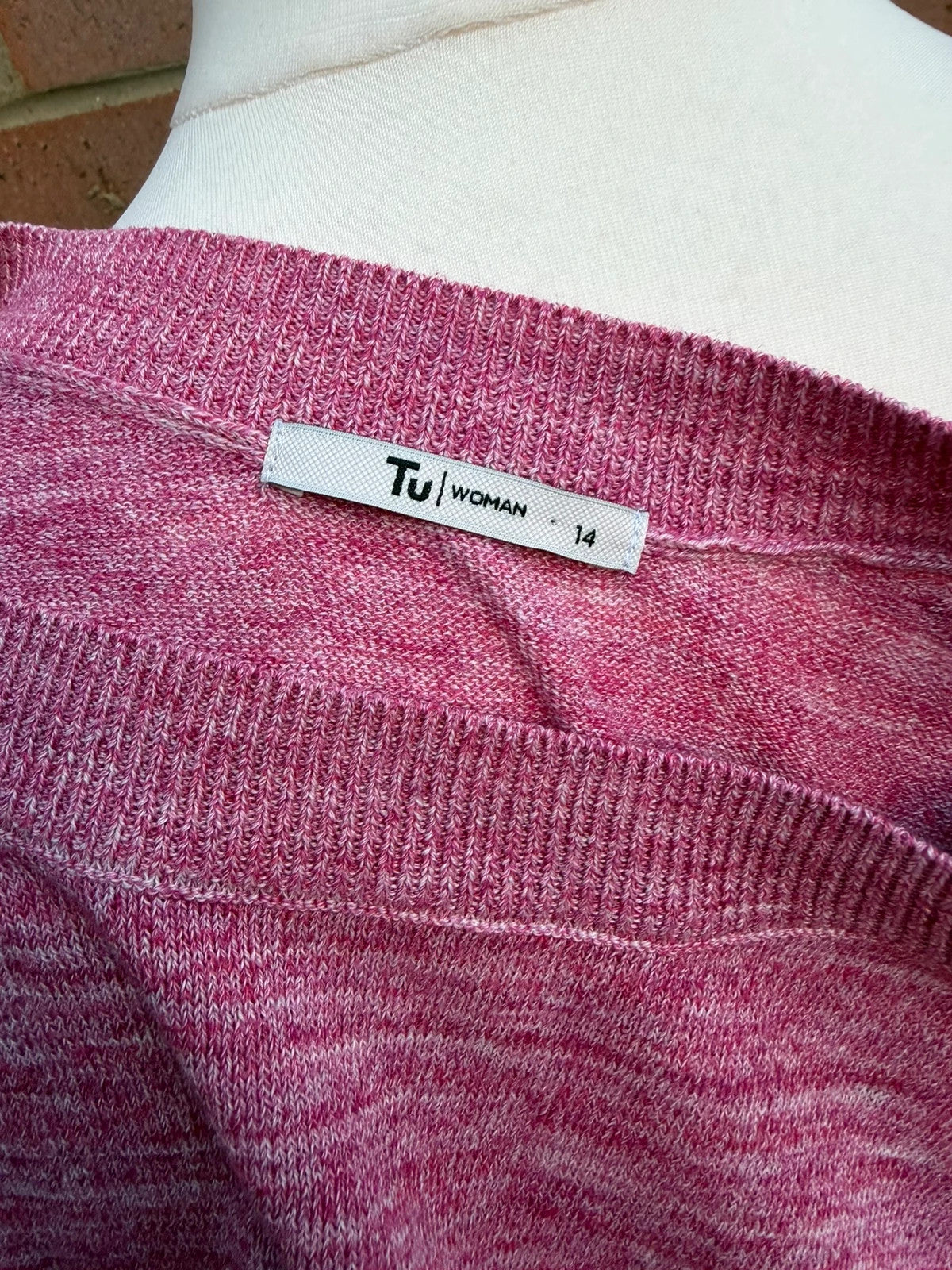 TU pink pocket t-shirt soft fine knit oversized casual style