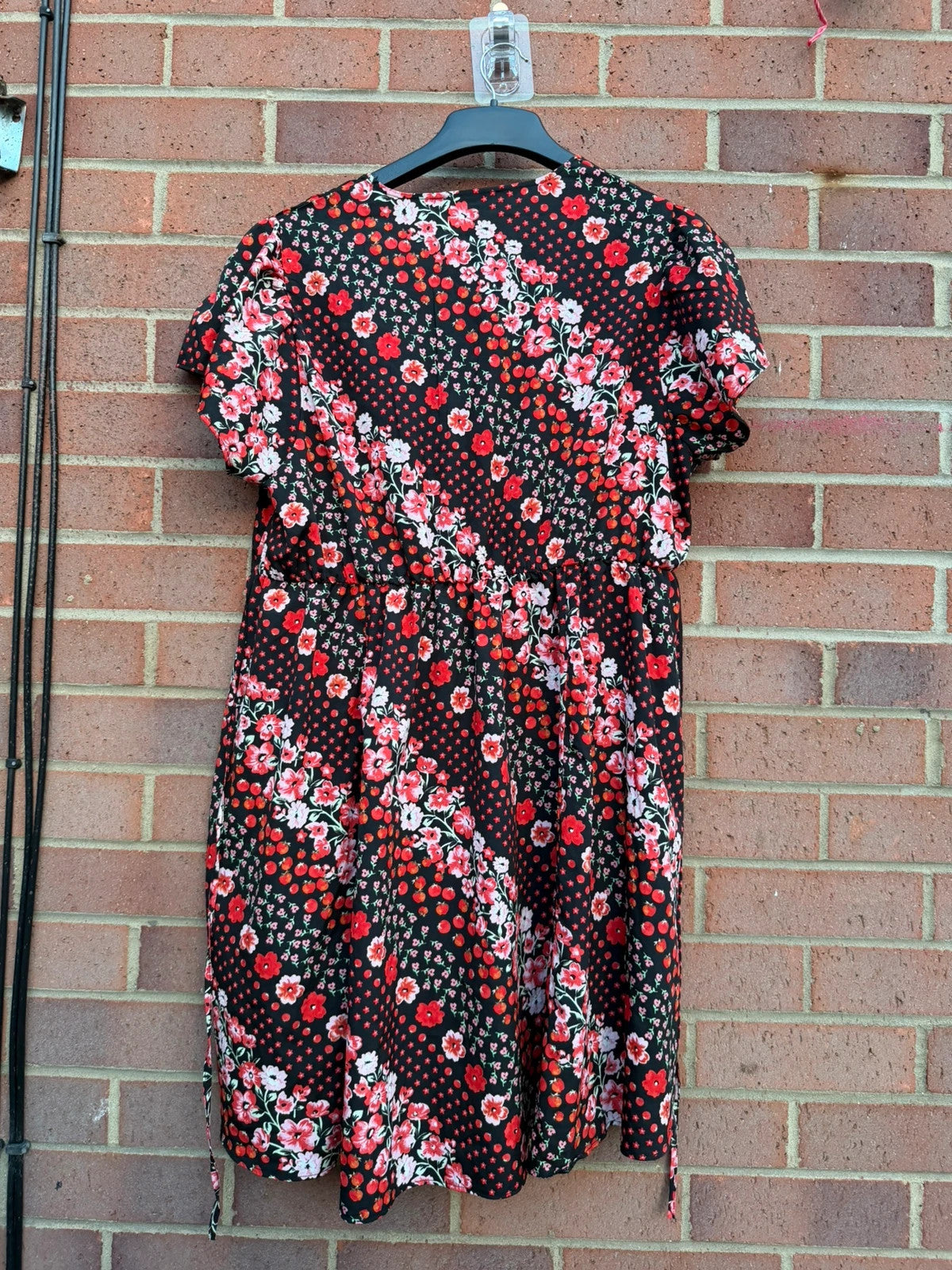 New Look multi floral tea dress with skater style and linen material.