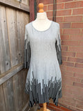 greys black and grey two-piece set with abstract print and relaxed lagenlook style