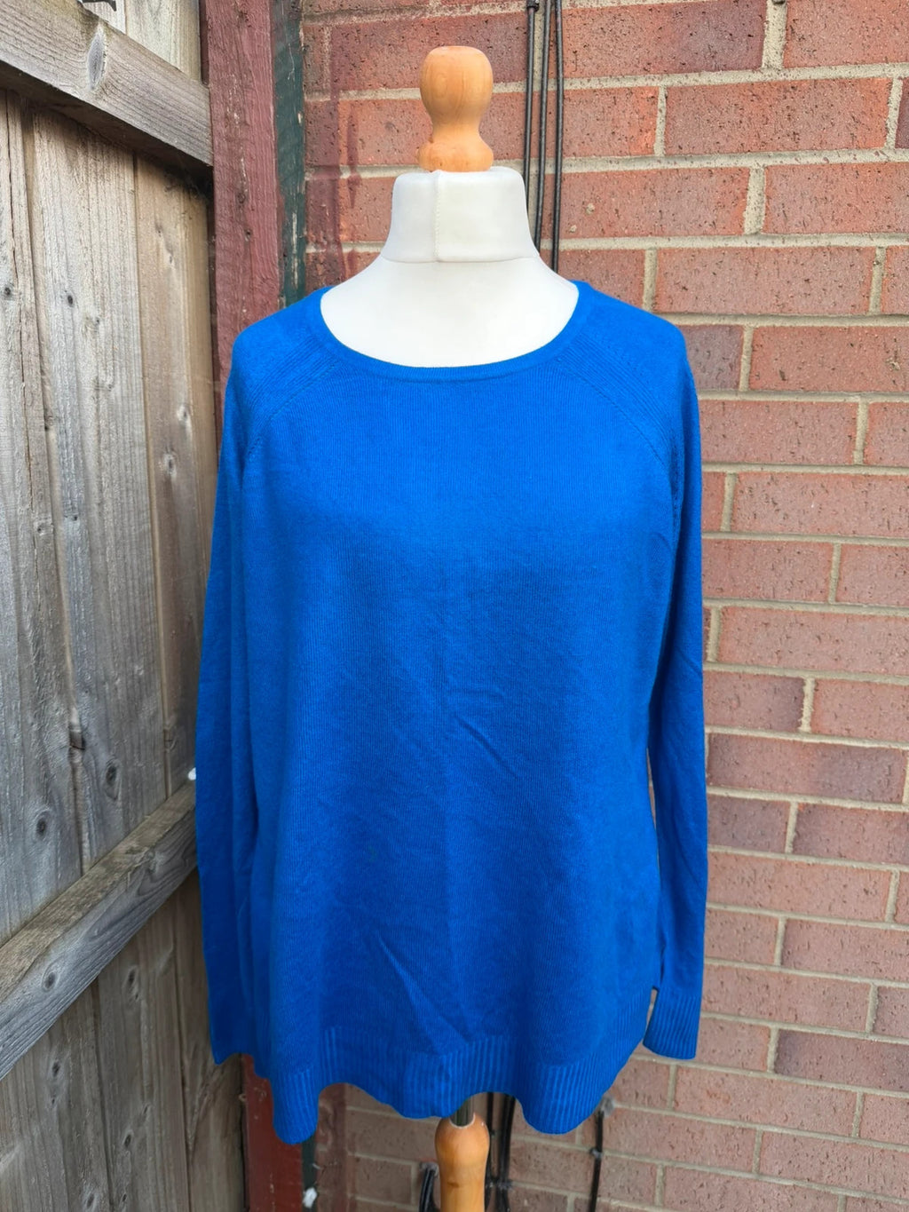 Bonmarche blue lightweight knit jumper with casual style and soft texture.