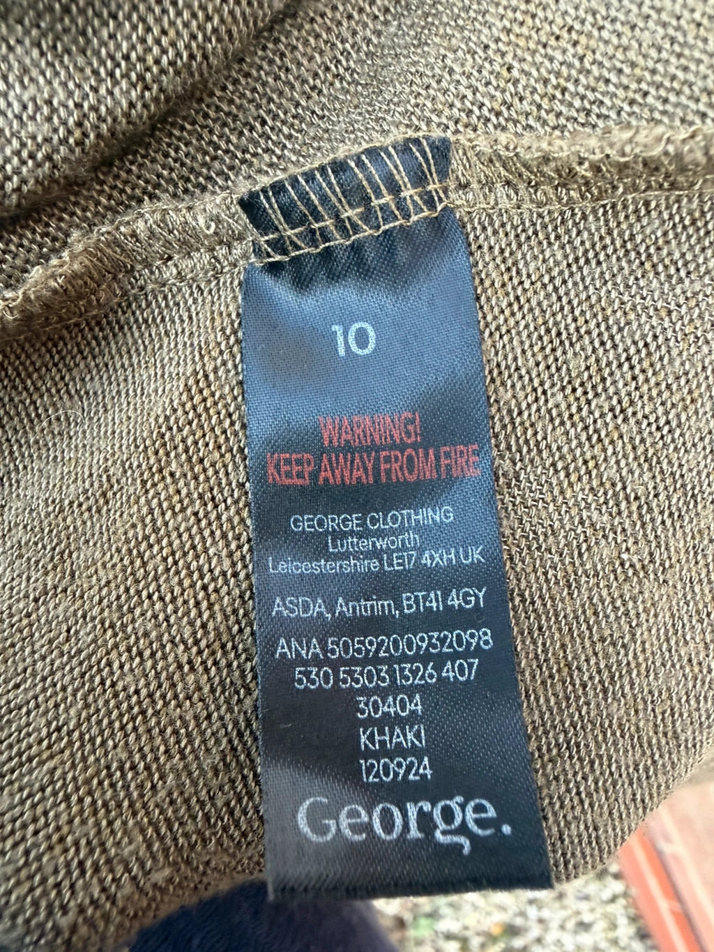 George khaki linen mini dress, pre-loved, simple design, perfect for a capsule wardrobe.