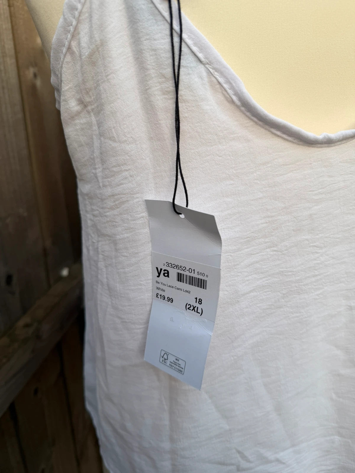 Be You white singlet with lace trim and new with tags.