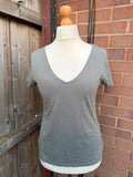 Basic grey pocket t-shirt with minimalist design and casual style.