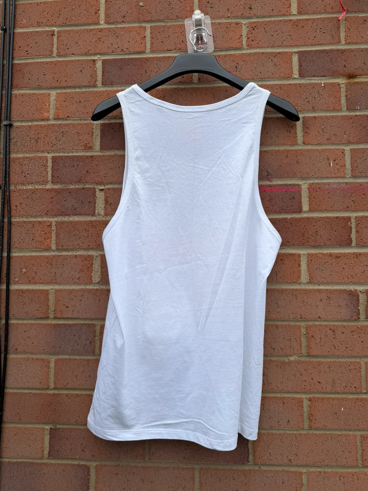 Jack & Jones white vest tank top with flamingo graphic print, size S.