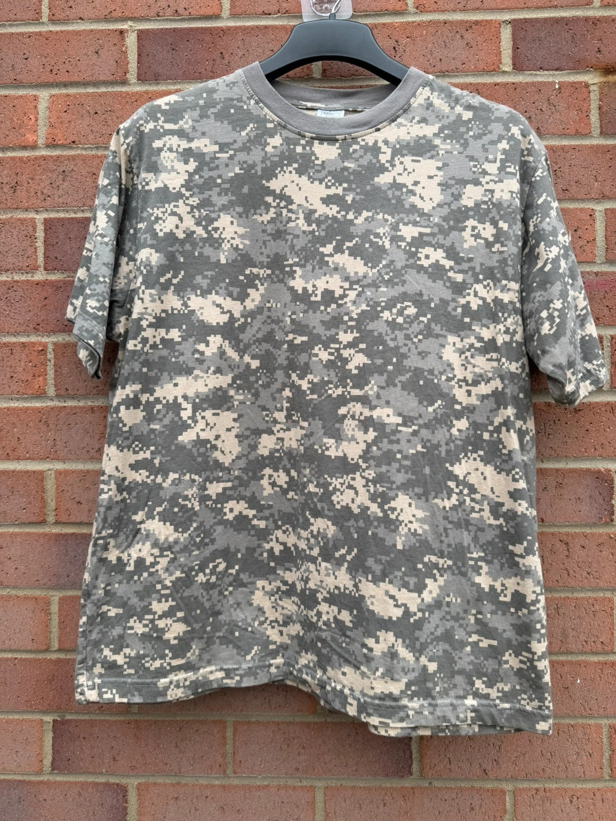 hardware khaki graphic tee with digital camo pattern and oversized fit