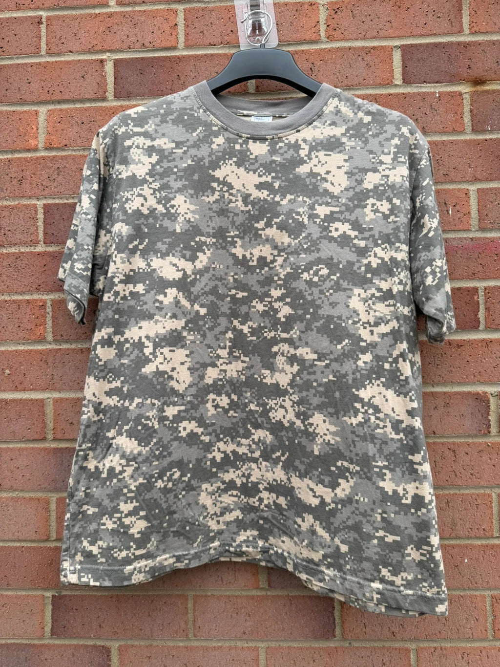 hardware khaki graphic tee with digital camo pattern and oversized fit