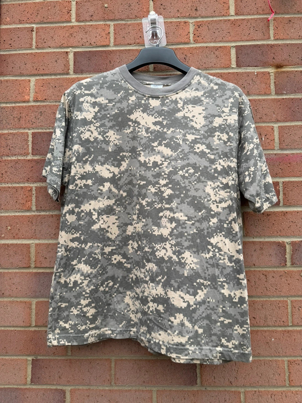 hardware khaki graphic tee with digital camo pattern and oversized fit