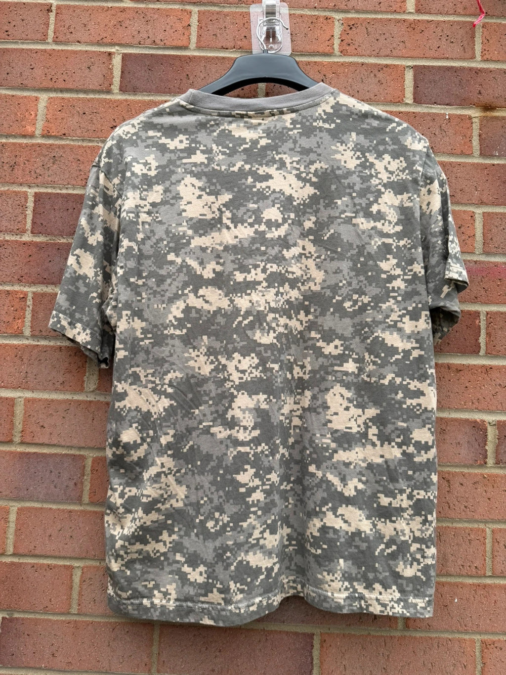 hardware khaki graphic tee with digital camo pattern and oversized fit