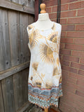 Izabel London multi floral lace sleeveless midi dress with intricate lace detailing.
