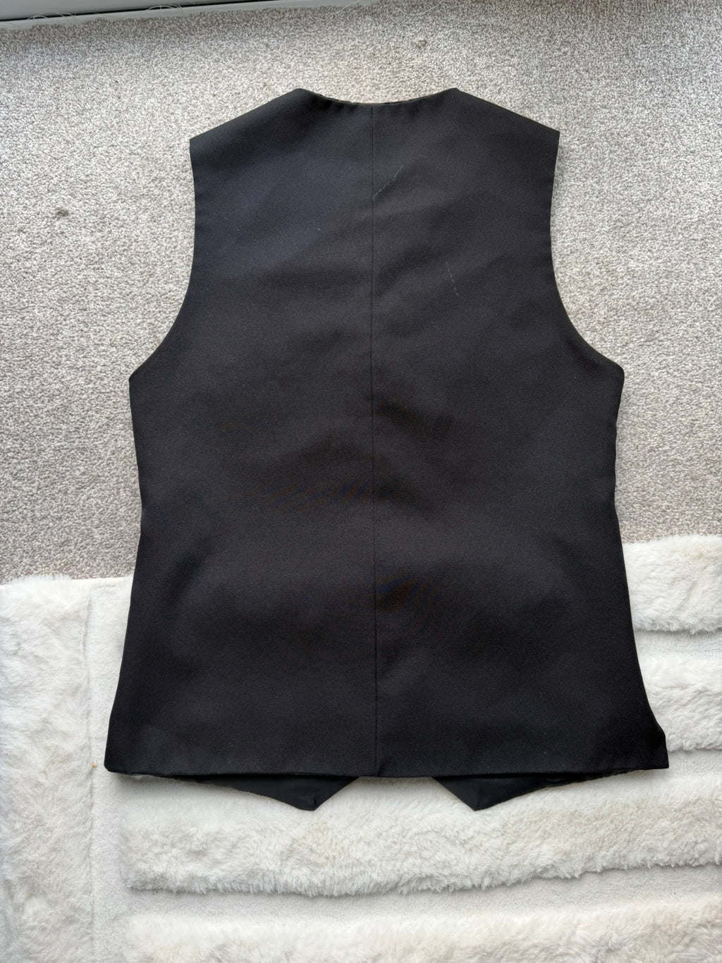 Williams Disley black women's waistcoat with button details, pre-loved formalwear.