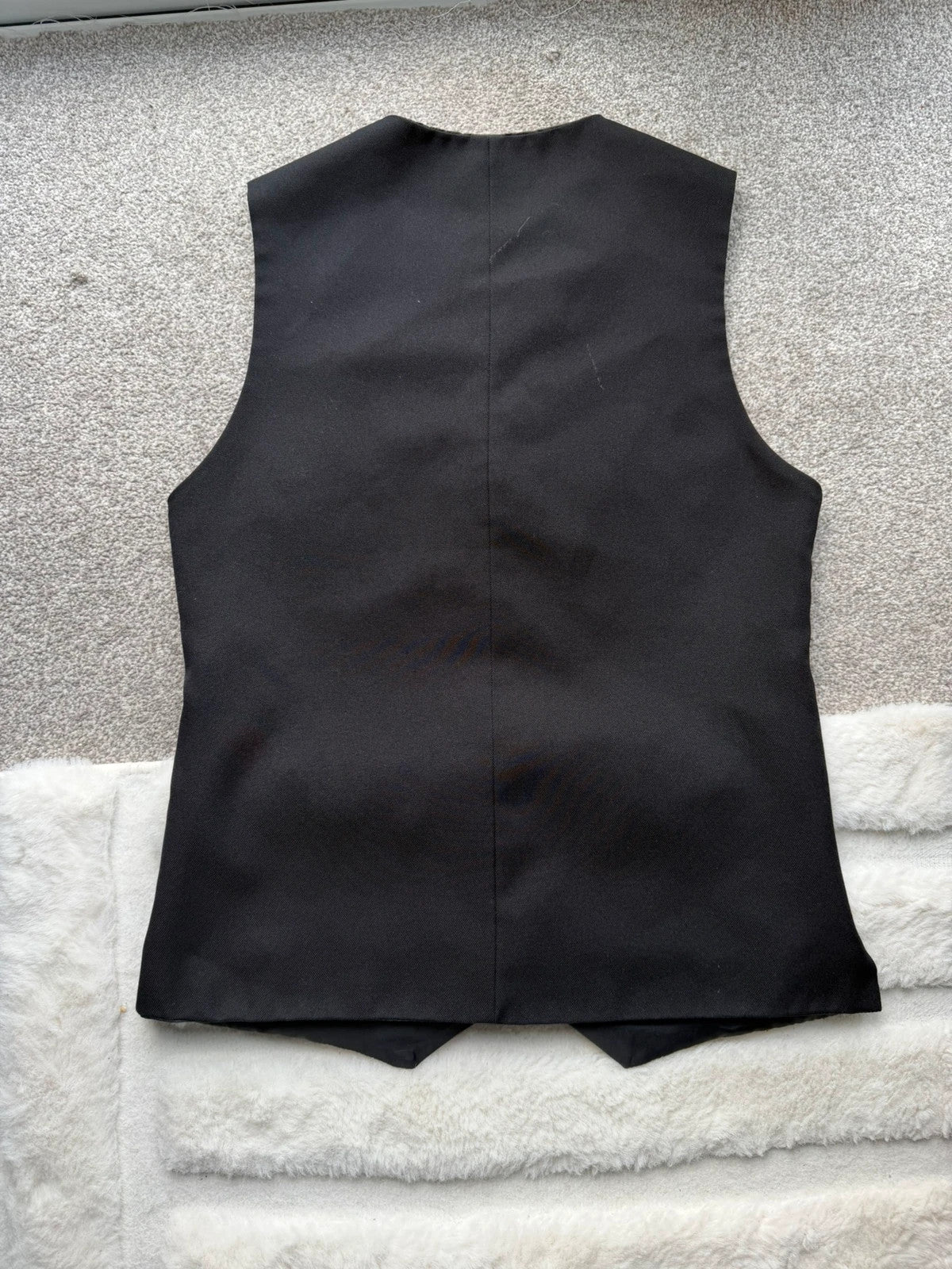 Williams Disley black women's waistcoat with button details, pre-loved formalwear.