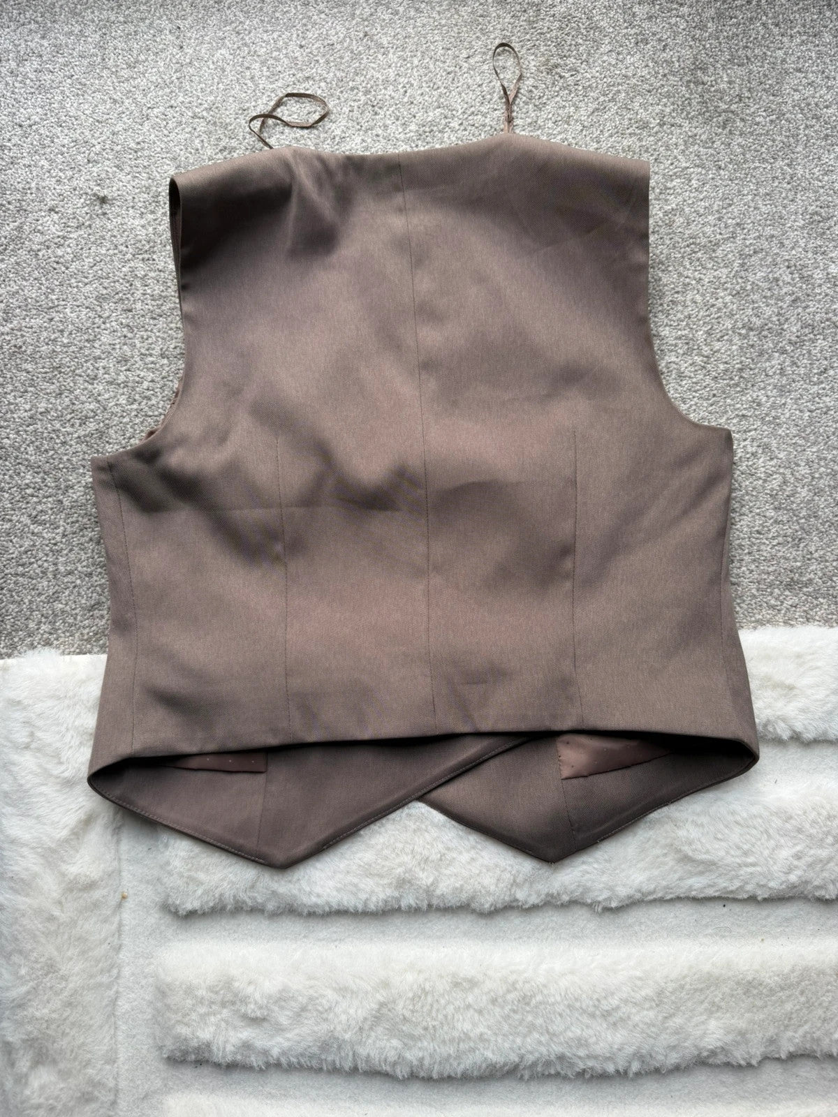 Primark brown waistcoat with button details, vintage Y2K style, pre-loved condition.