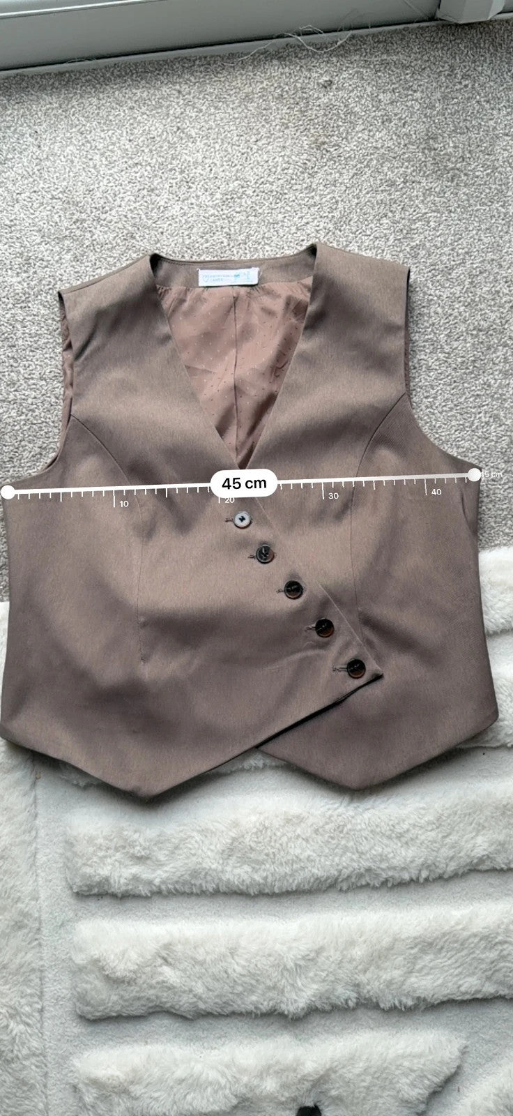 Primark brown waistcoat with button details, vintage Y2K style, pre-loved condition.