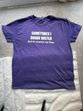 Fruit of the Loom purple graphic t-shirt with casual oversized fit and unique design.